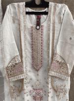 Organza White Traditional Wear Embroidery Work Readymade Pakistani Suit